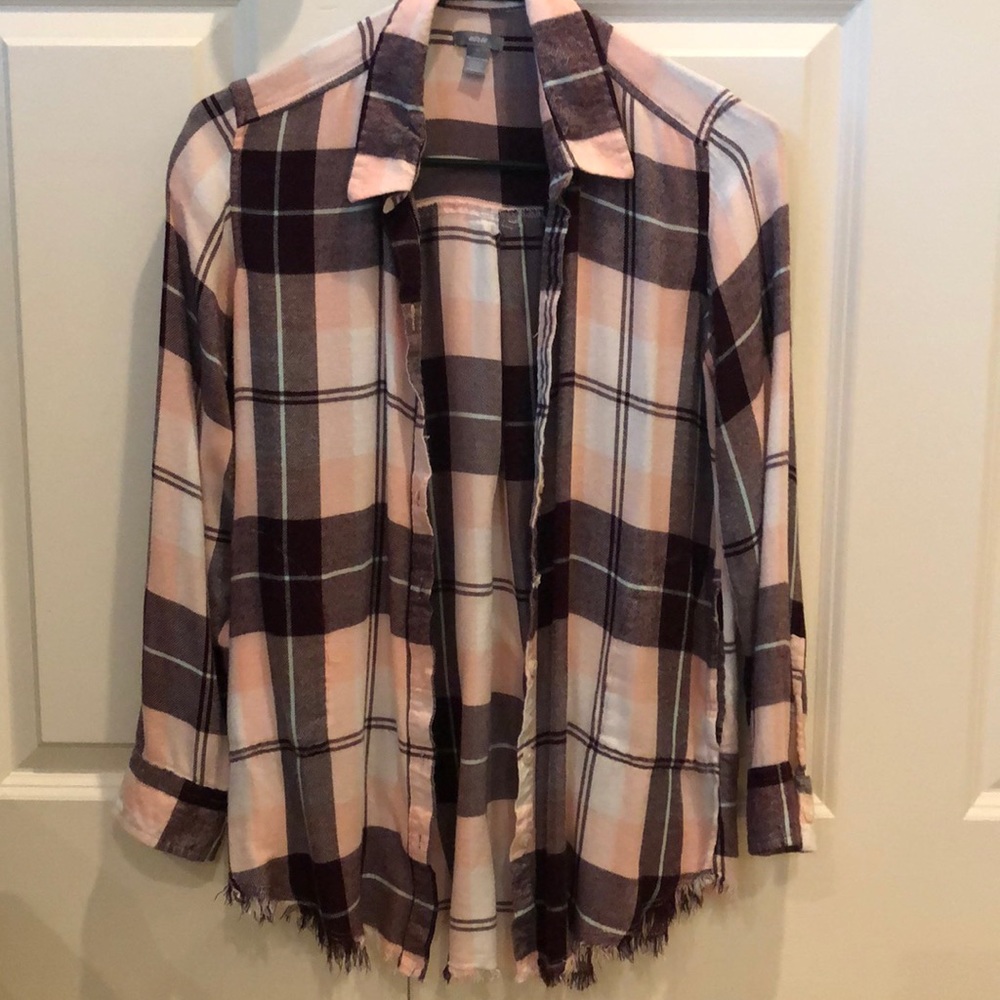 XS Aerie pink plaid top - with pockets 🥳